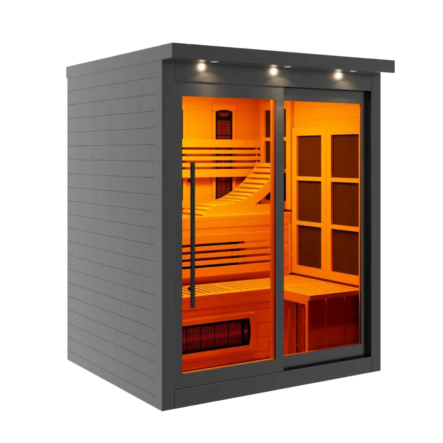 ***New 2026 Model*** Golden Designs 6 Person Black Full Spectrum Near Zero EMF FAR IR Sauna (GDI-6996-03-FS)