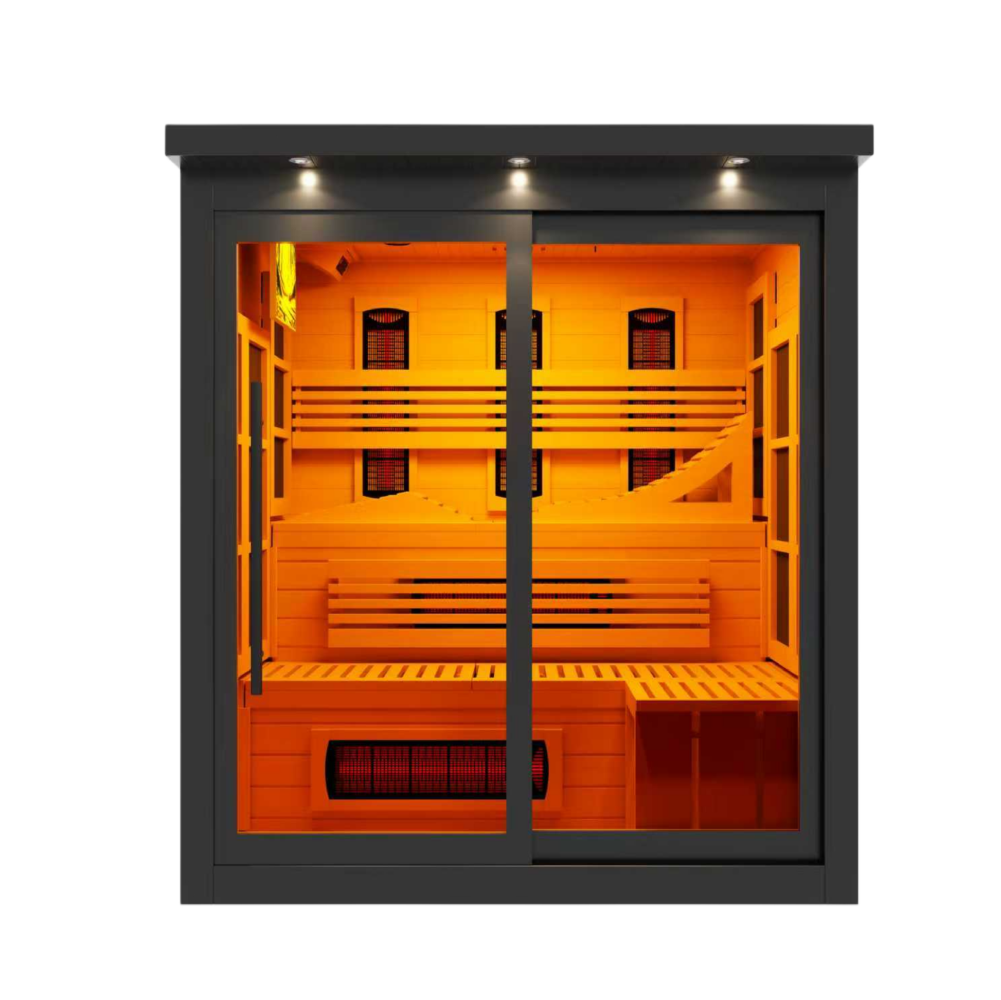 ***New 2026 Model*** Golden Designs 6 Person Black Full Spectrum Near Zero EMF FAR IR Sauna (GDI-6996-03-FS)