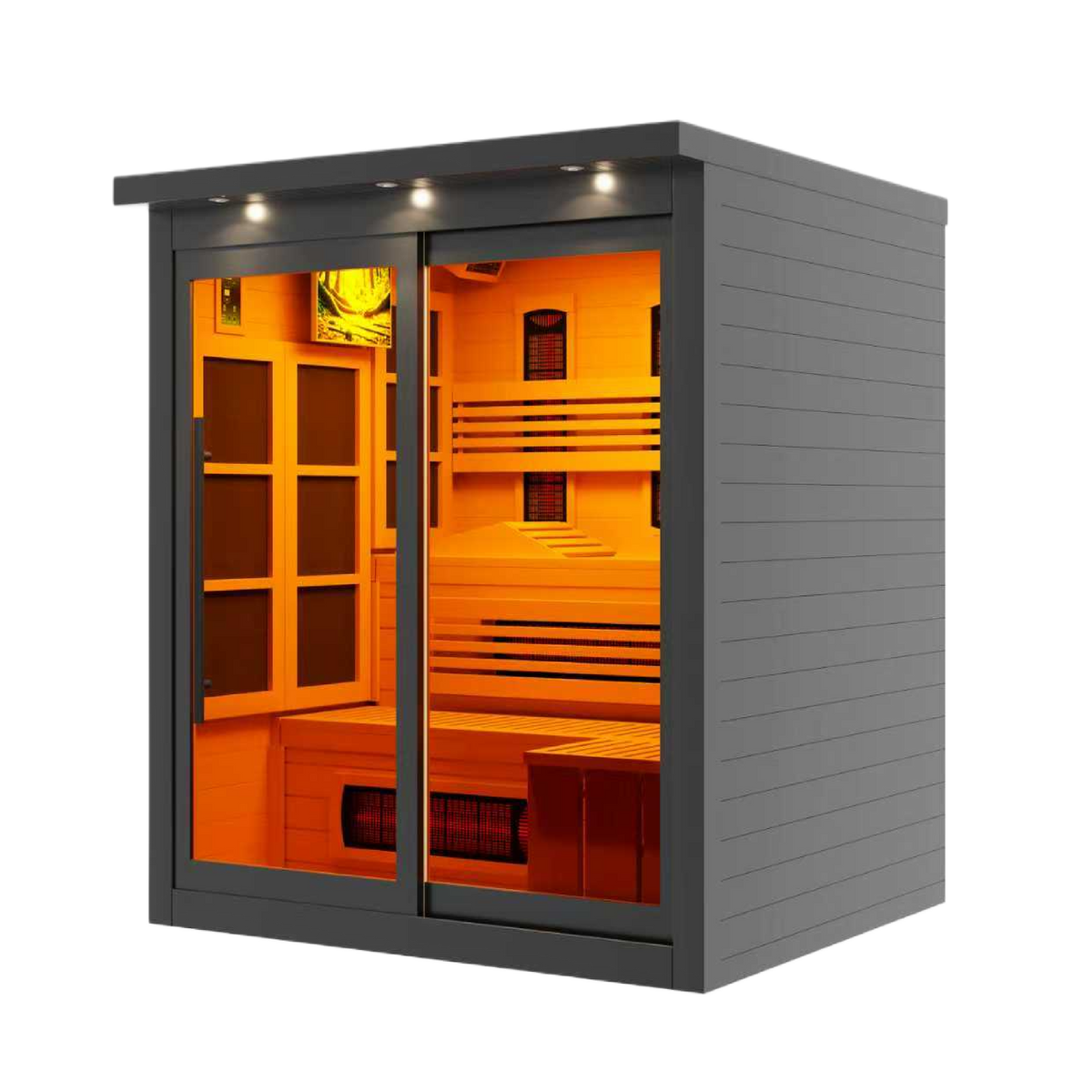 ***New 2026 Model*** Golden Designs 6 Person Black Full Spectrum Near Zero EMF FAR IR Sauna (GDI-6996-03-FS)