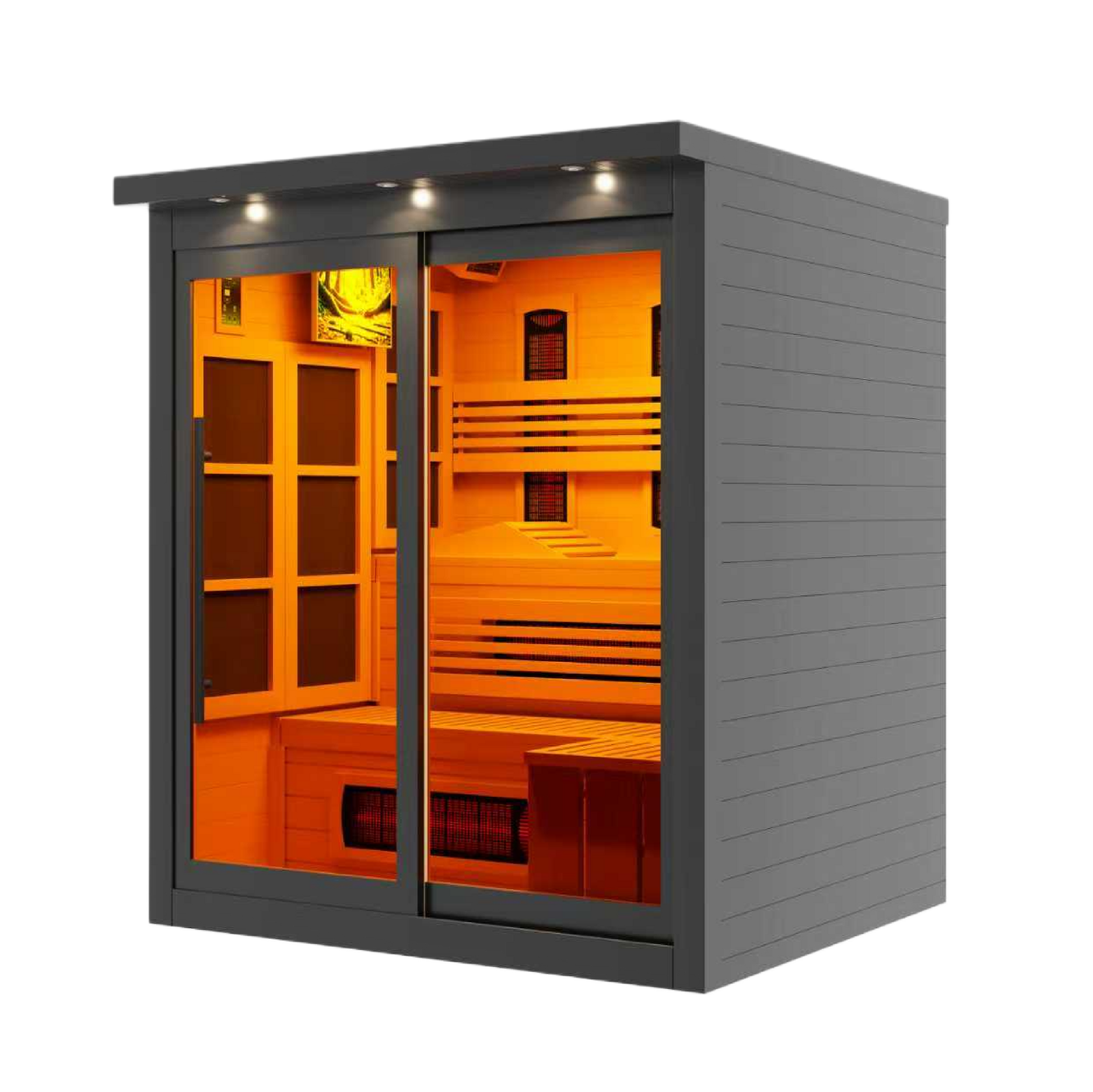 ***New 2026 Model*** Golden Designs 6 Person Black Full Spectrum Near Zero EMF FAR IR Sauna (GDI-6996-03-FS)