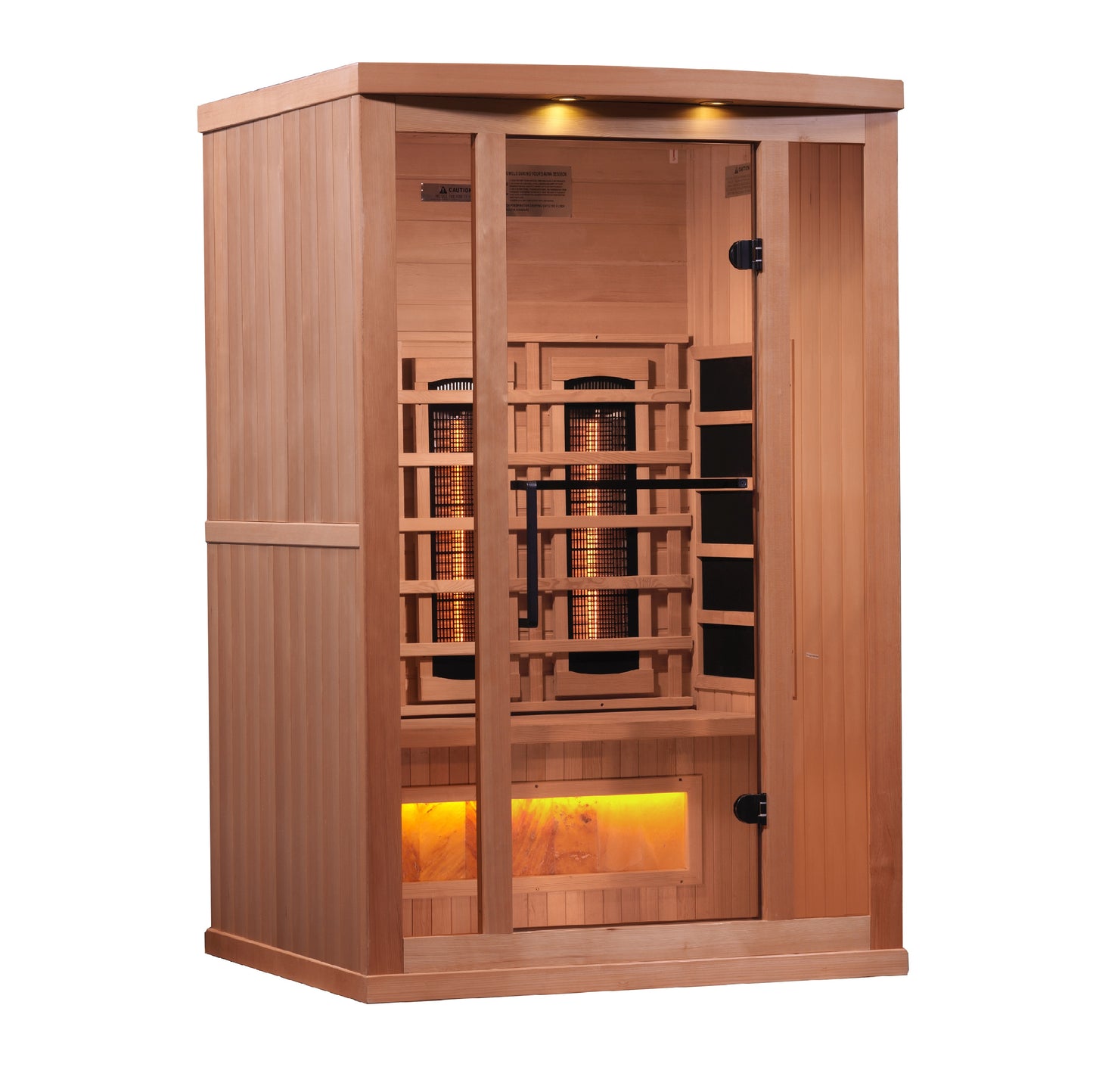 Golden Designs 2-Person Full Spectrum PureTech™ Near Zero EMF FAR Infrared Sauna with Himalayan Salt Bar