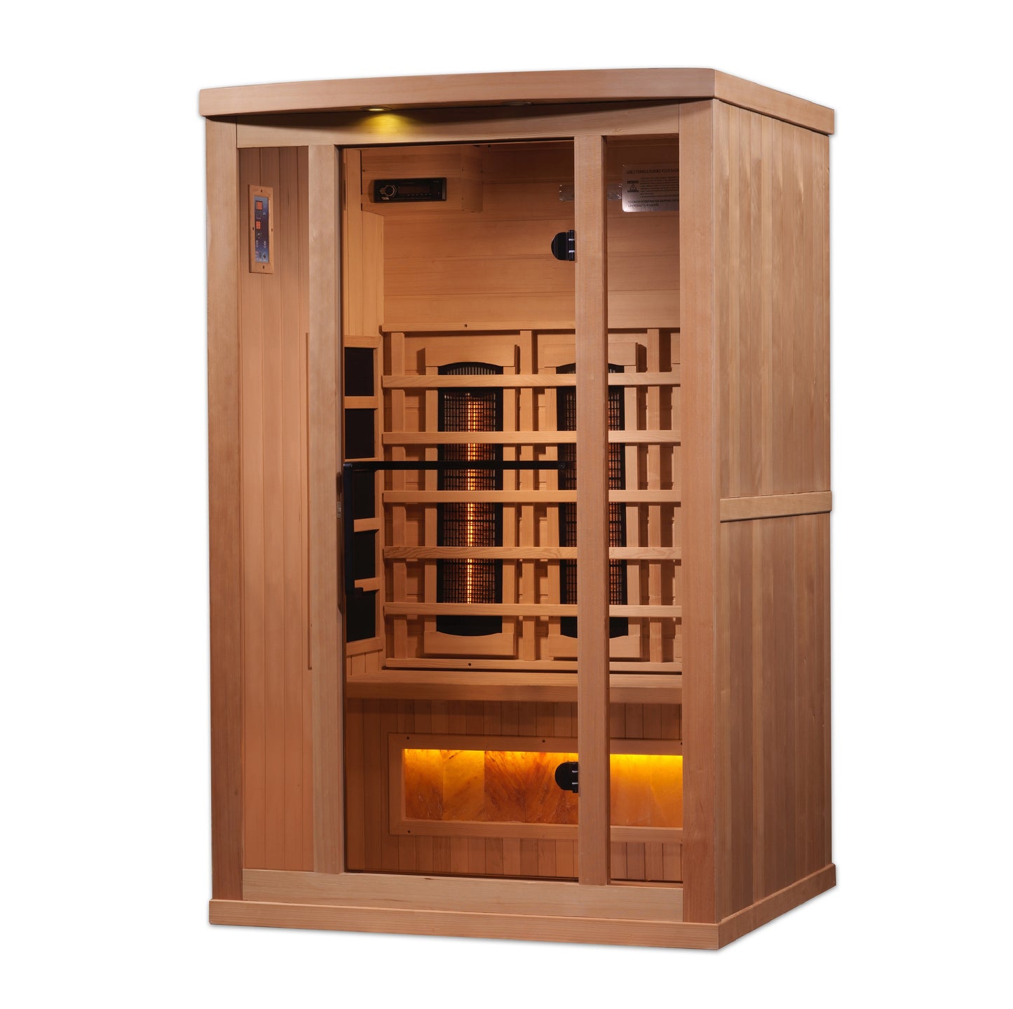 Golden Designs 2-Person Full Spectrum PureTech™ Near Zero EMF FAR Infrared Sauna with Himalayan Salt Bar