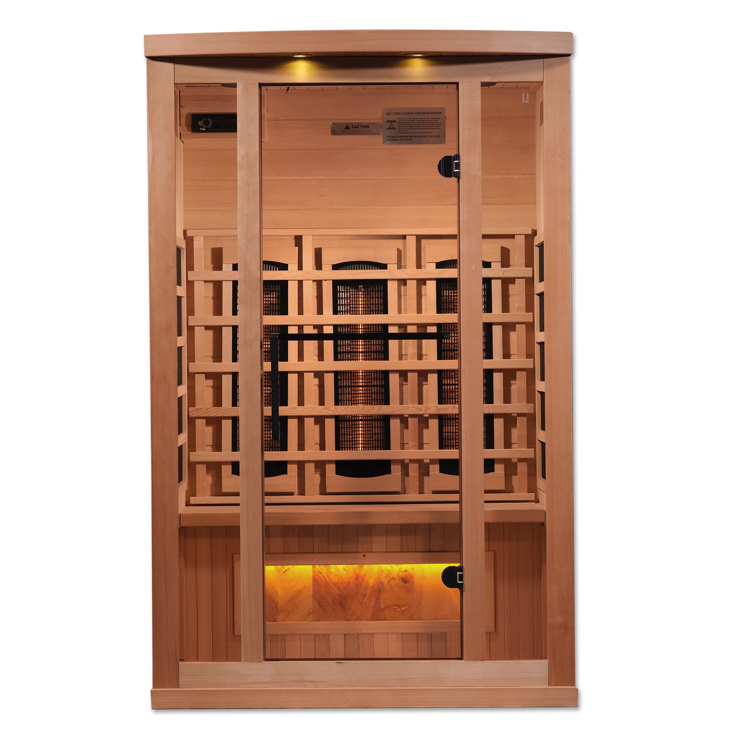 Golden Designs 2-Person Full Spectrum PureTech™ Near Zero EMF FAR Infrared Sauna with Himalayan Salt Bar