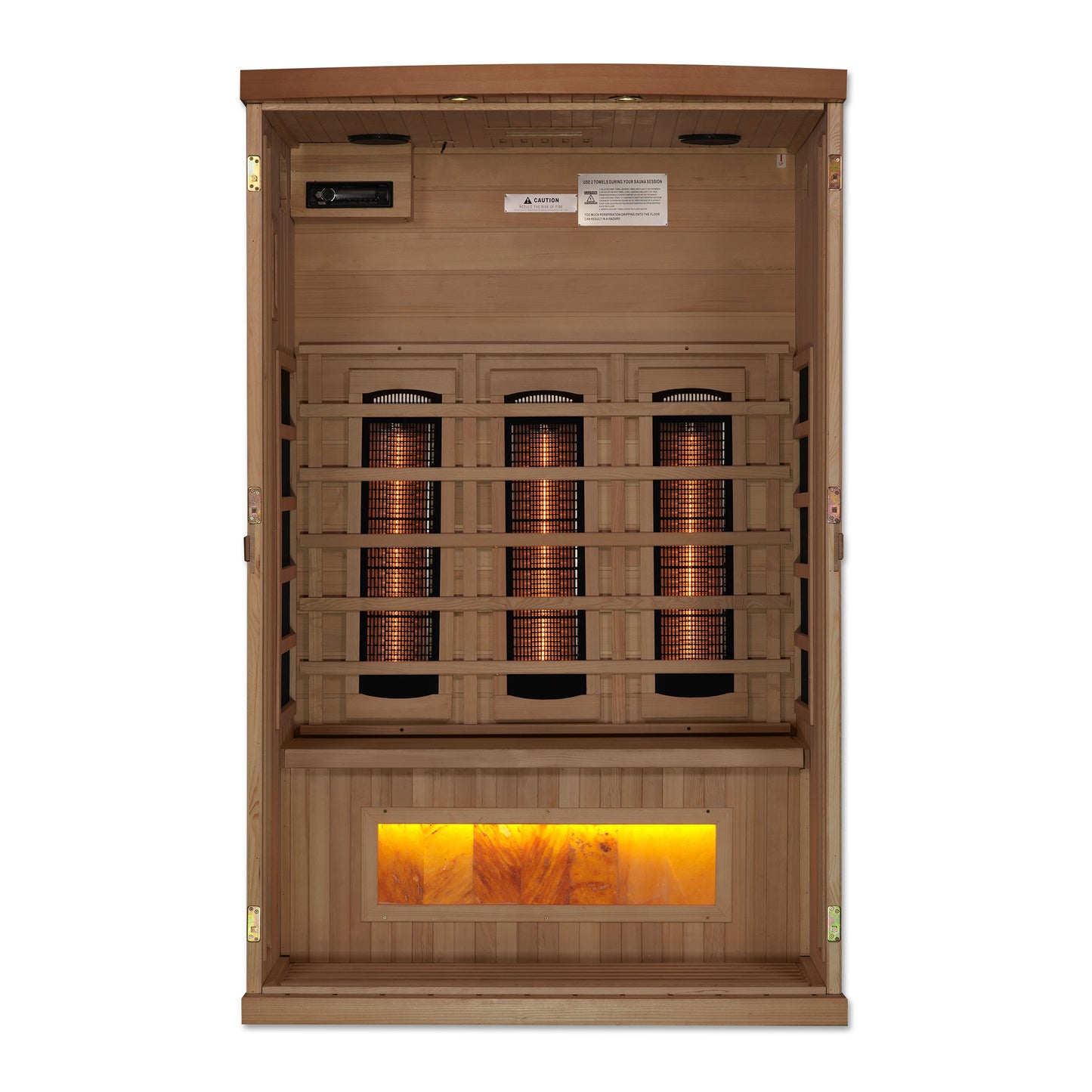 Golden Designs 2-Person Full Spectrum PureTech™ Near Zero EMF FAR Infrared Sauna with Himalayan Salt Bar