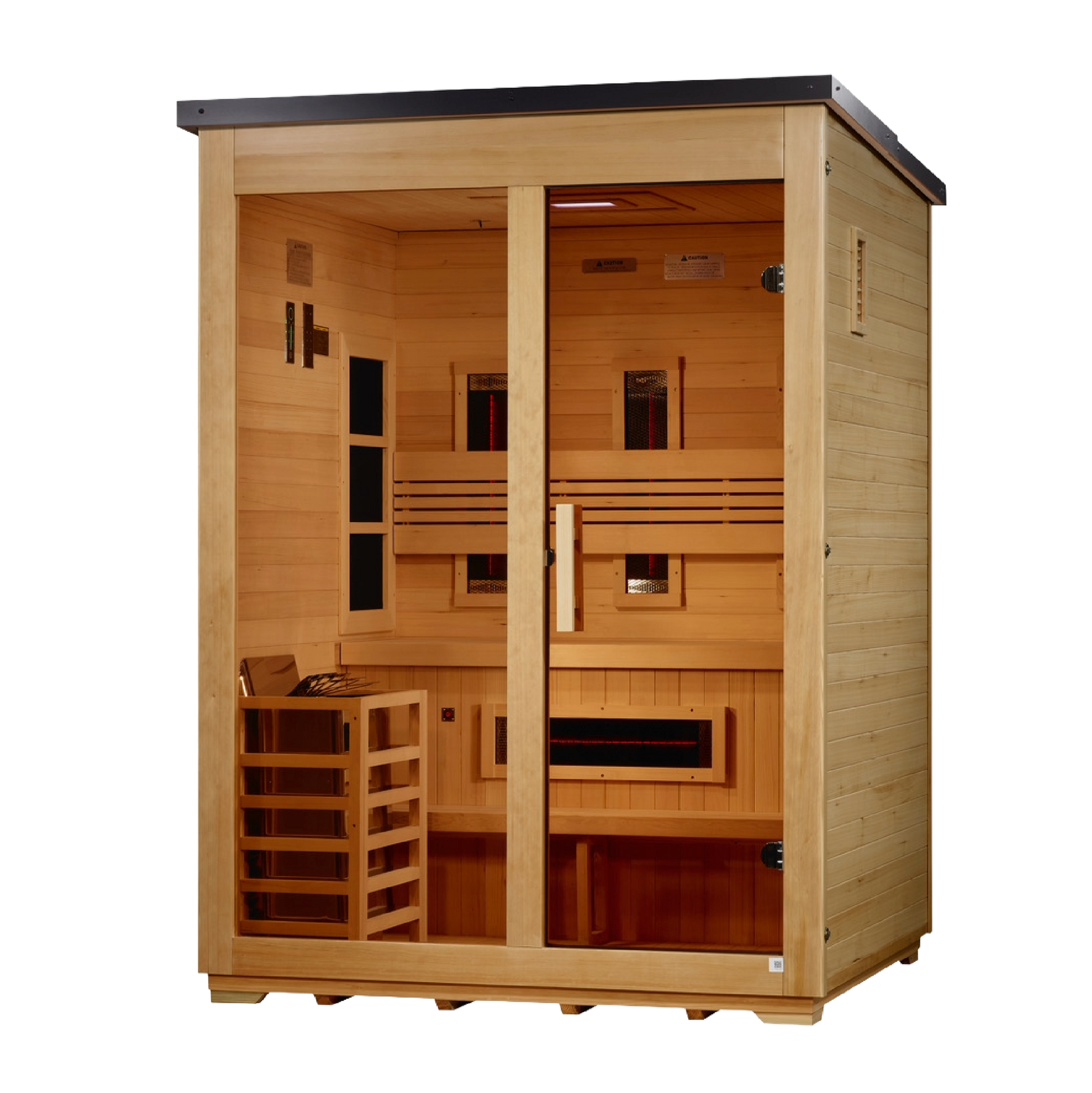 ***New 2026 Model*** Golden Designs "Carinthia" 3 Person Hybrid (PureTech™ Full Spectrum IR or Traditional Stove) Flat Roof Outdoor Sauna (G