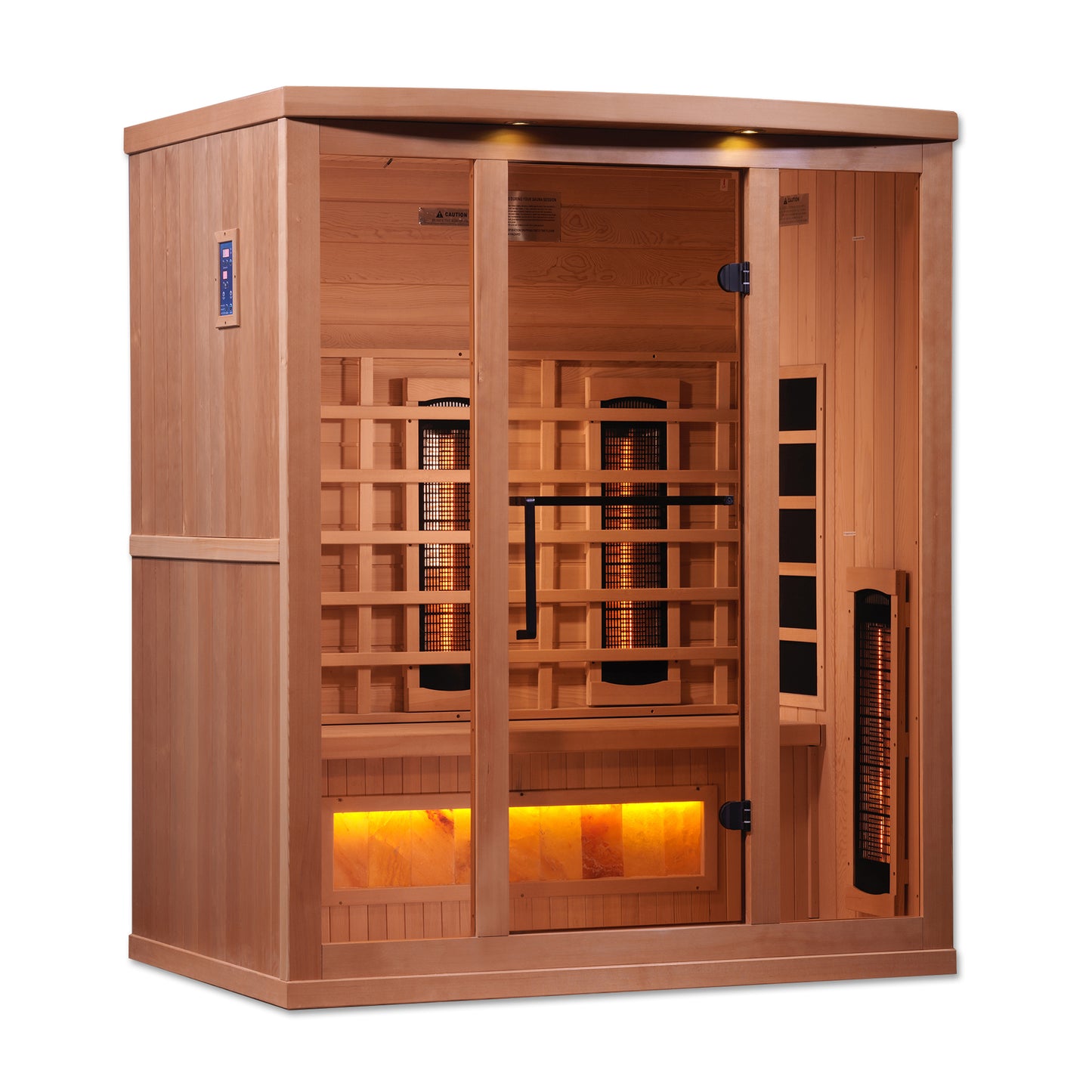 Golden Designs 3-Person Full Spectrum PureTech™ Near Zero EMF FAR Infrared Sauna with Himalayan Salt Bar