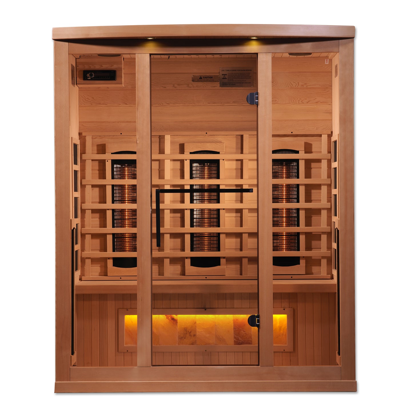 Golden Designs 3-Person Full Spectrum PureTech™ Near Zero EMF FAR Infrared Sauna with Himalayan Salt Bar