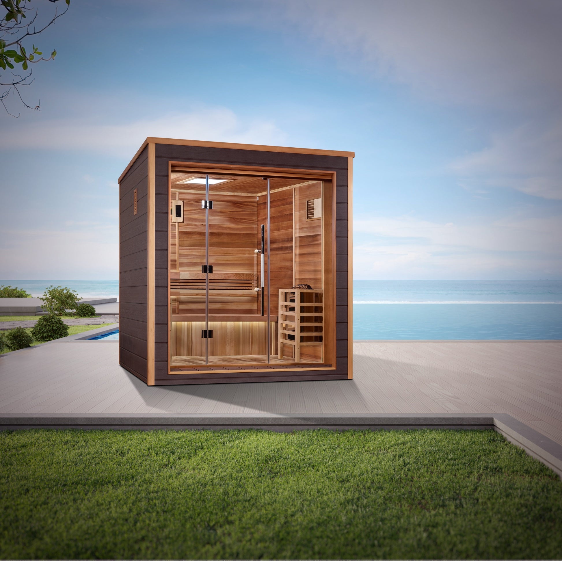 Golden Designs "Drammen" 3 Person Outdoor-Indoor Traditional Sauna (GDI-8203-01)
