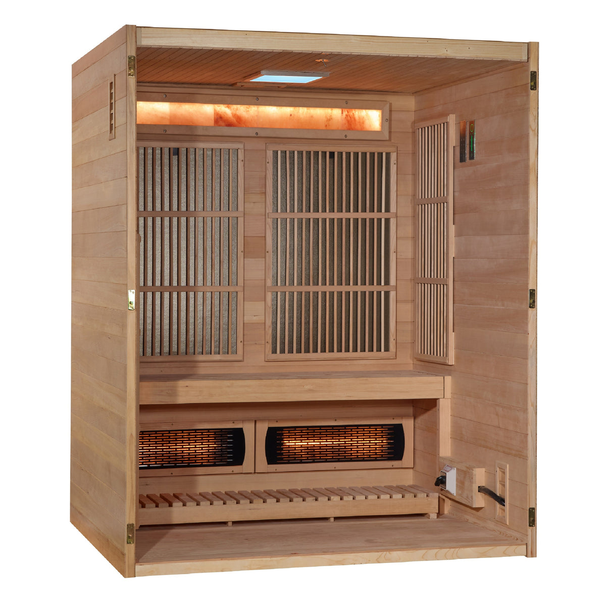 2026 Golden Designs "Soria" 3 Person Hybrid Sauna (Indoor) Full Spectrum and Harvia Traditional Stove (GDI-8330-01)