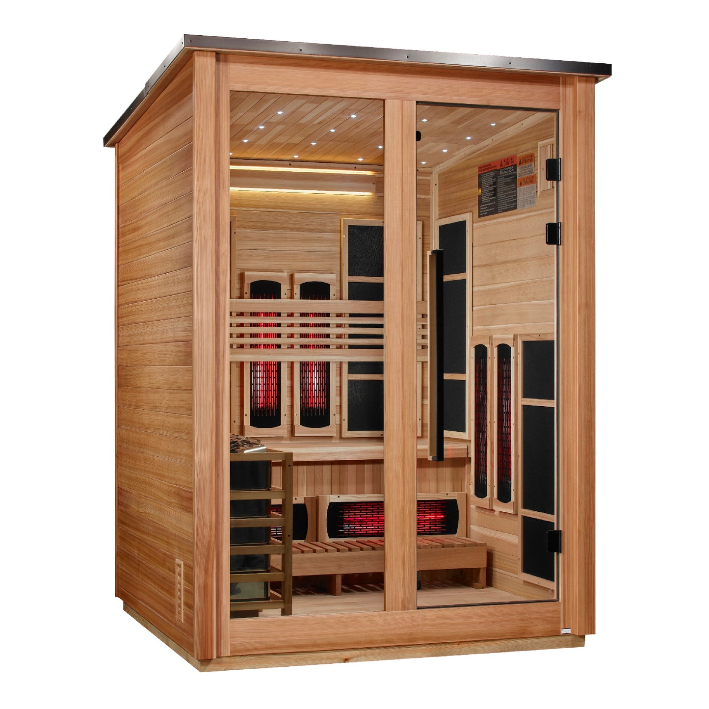 ***New 2026 Model*** Golden Designs "Loviisa" 3 Person, Pacific Cedar Barn Hybrid (PureTech™ Full Spectrum IR or Traditional Stove) Outdoor 