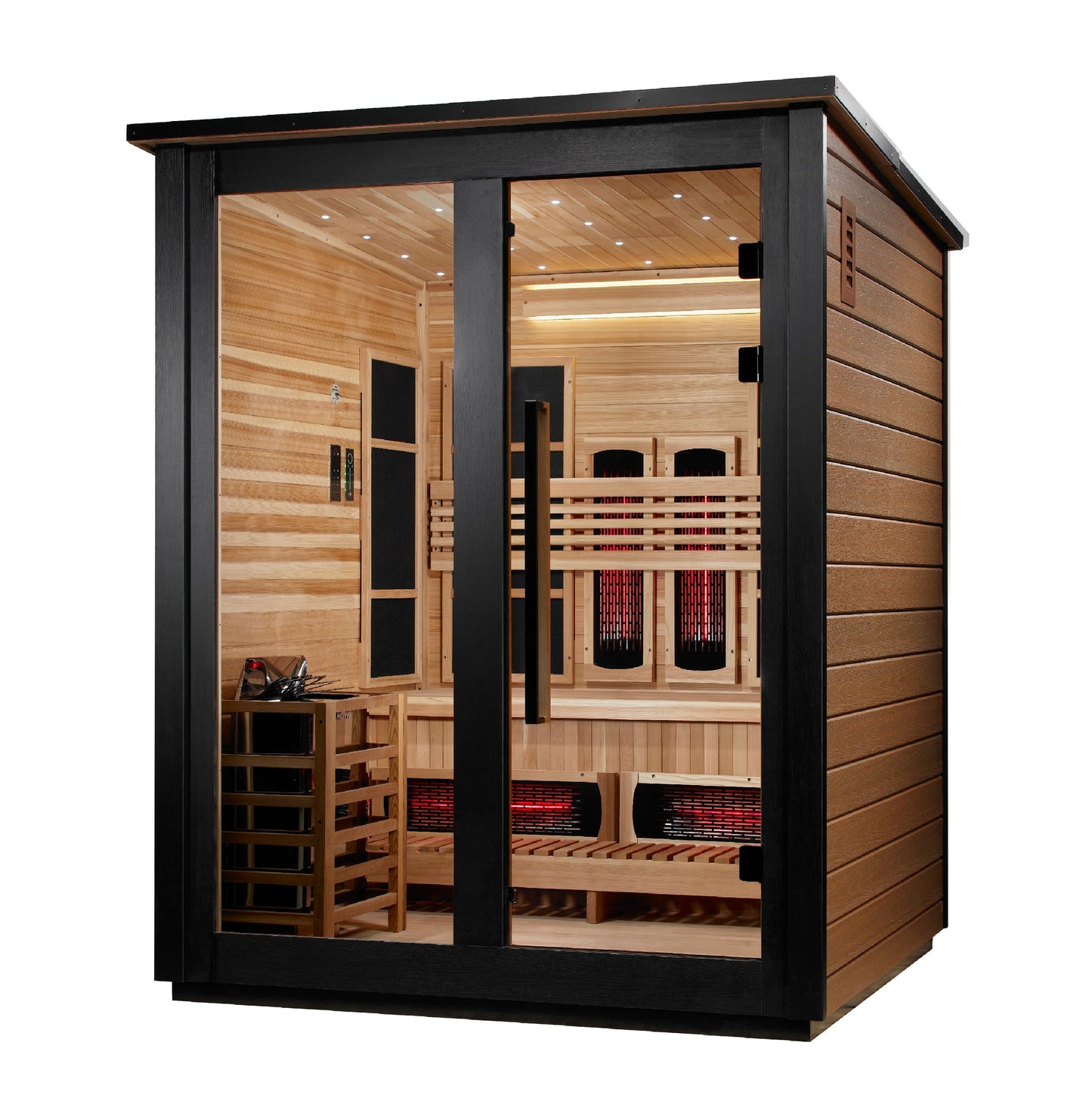 ***New 2026 Model*** Golden Designs "Loviisa" 3 Person, 2 Tone Barn Hybrid (PureTech™ Full Spectrum IR or Traditional Stove) Outdoor Sauna (