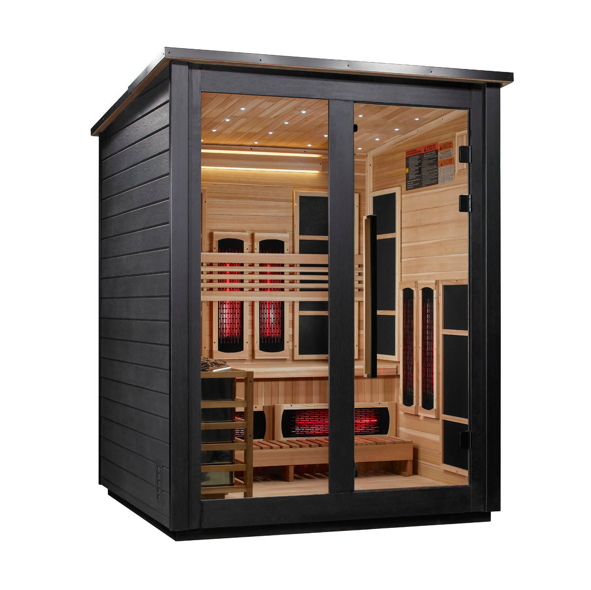 ***New 2026 Model*** Golden Designs "Loviisa" 3 Person, Black Barn Hybrid (PureTech™ Full Spectrum IR or Traditional Stove) Outdoor Sauna (G