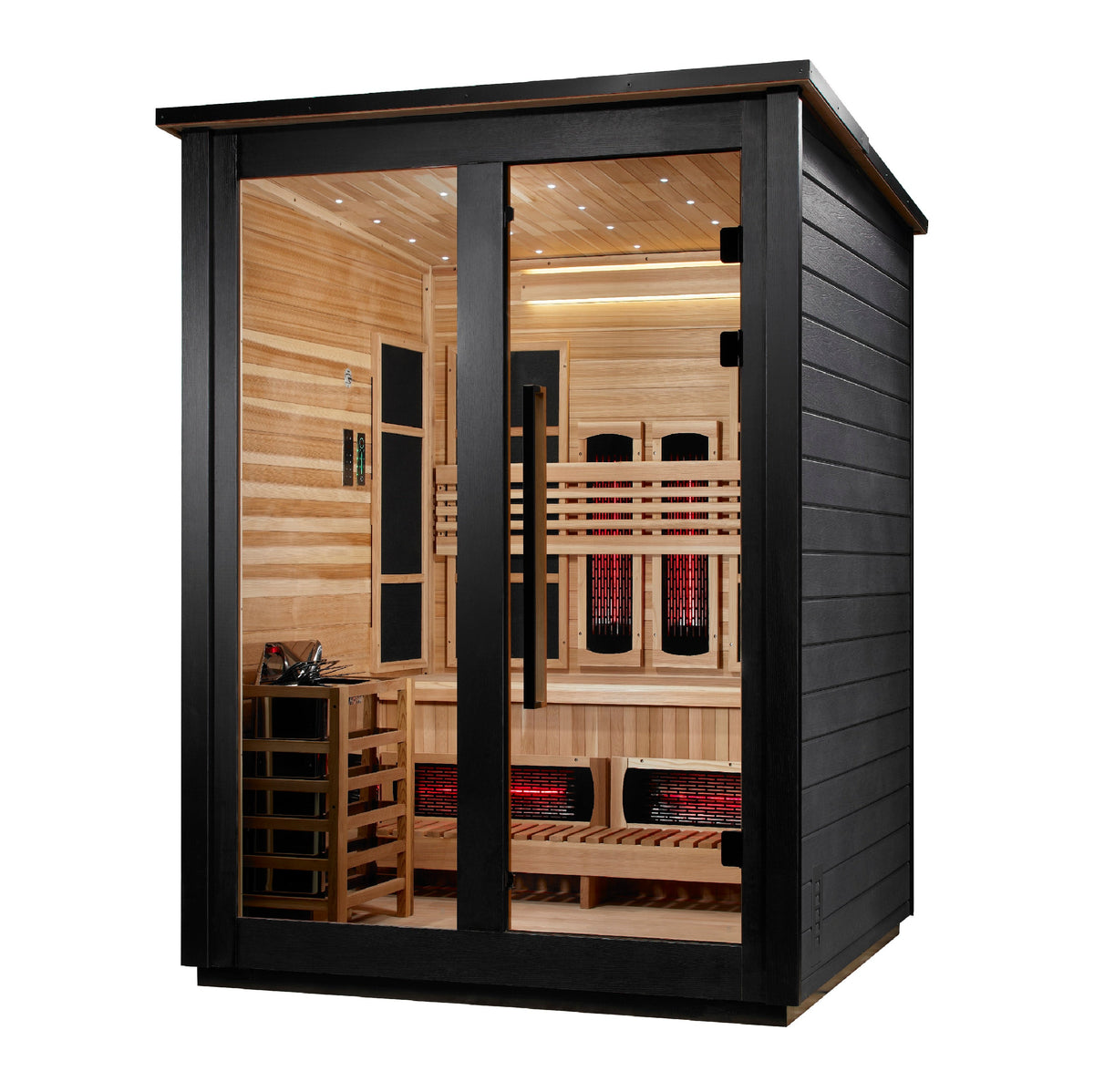 ***New 2026 Model*** Golden Designs "Loviisa" 3 Person, Black Barn Hybrid (PureTech™ Full Spectrum IR or Traditional Stove) Outdoor Sauna (G
