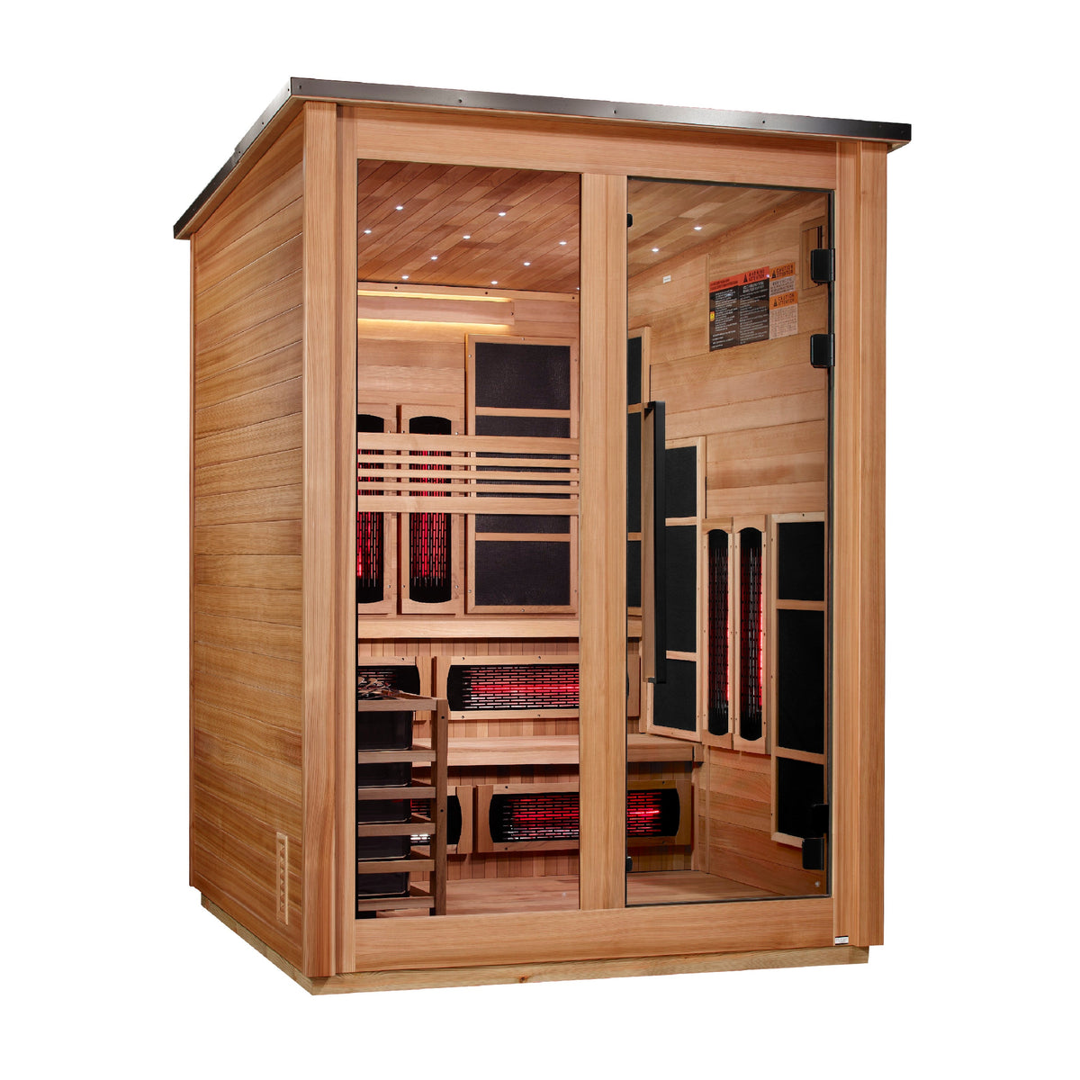 ***New 2026 Model*** Golden Designs "Kaskinen" 6 Person, Pacific Cedar Barn Hybrid (PureTech™ Full Spectrum IR or Traditional Stove) Outdoor