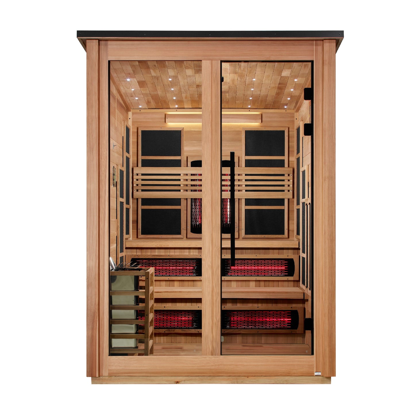 ***New 2026 Model*** Golden Designs "Kaskinen" 6 Person, Pacific Cedar Barn Hybrid (PureTech™ Full Spectrum IR or Traditional Stove) Outdoor