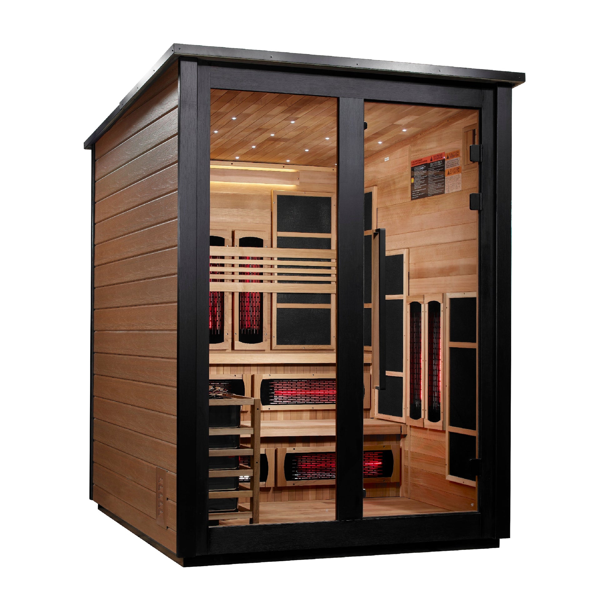 ***New 2026 Model*** Golden Designs "Kaskinen" 6 Person, 2 Tone Barn Hybrid (PureTech™ Full Spectrum IR or Traditional Stove) Outdoor Sauna 