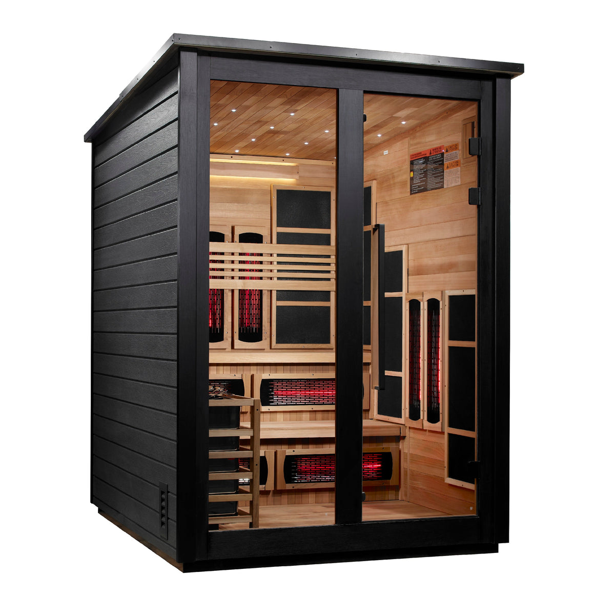 ***New 2026 Model*** Golden Designs "Kaskinen" 6 Person, Black Barn Hybrid (PureTech™ Full Spectrum IR or Traditional Stove) Outdoor Sauna (
