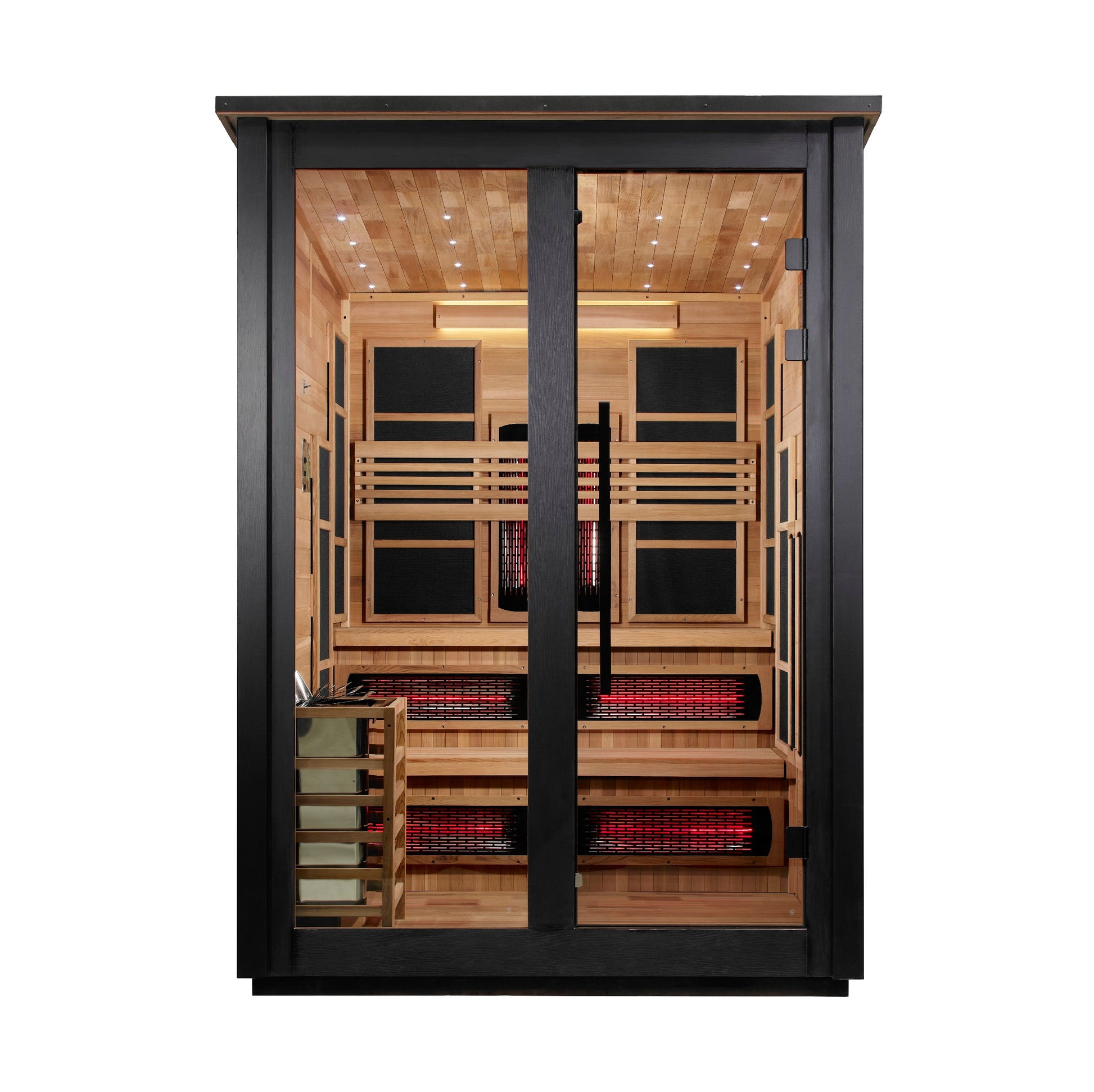 ***New 2026 Model*** Golden Designs "Kaskinen" 6 Person, Black Barn Hybrid (PureTech™ Full Spectrum IR or Traditional Stove) Outdoor Sauna (