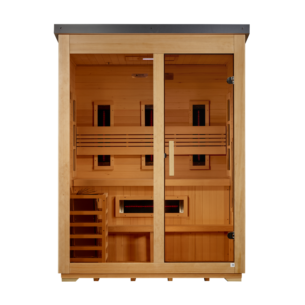 ***New 2026 Model*** Golden Designs "Carinthia" 3 Person Hybrid (PureTech™ Full Spectrum IR or Traditional Stove) Flat Roof Outdoor Sauna (G
