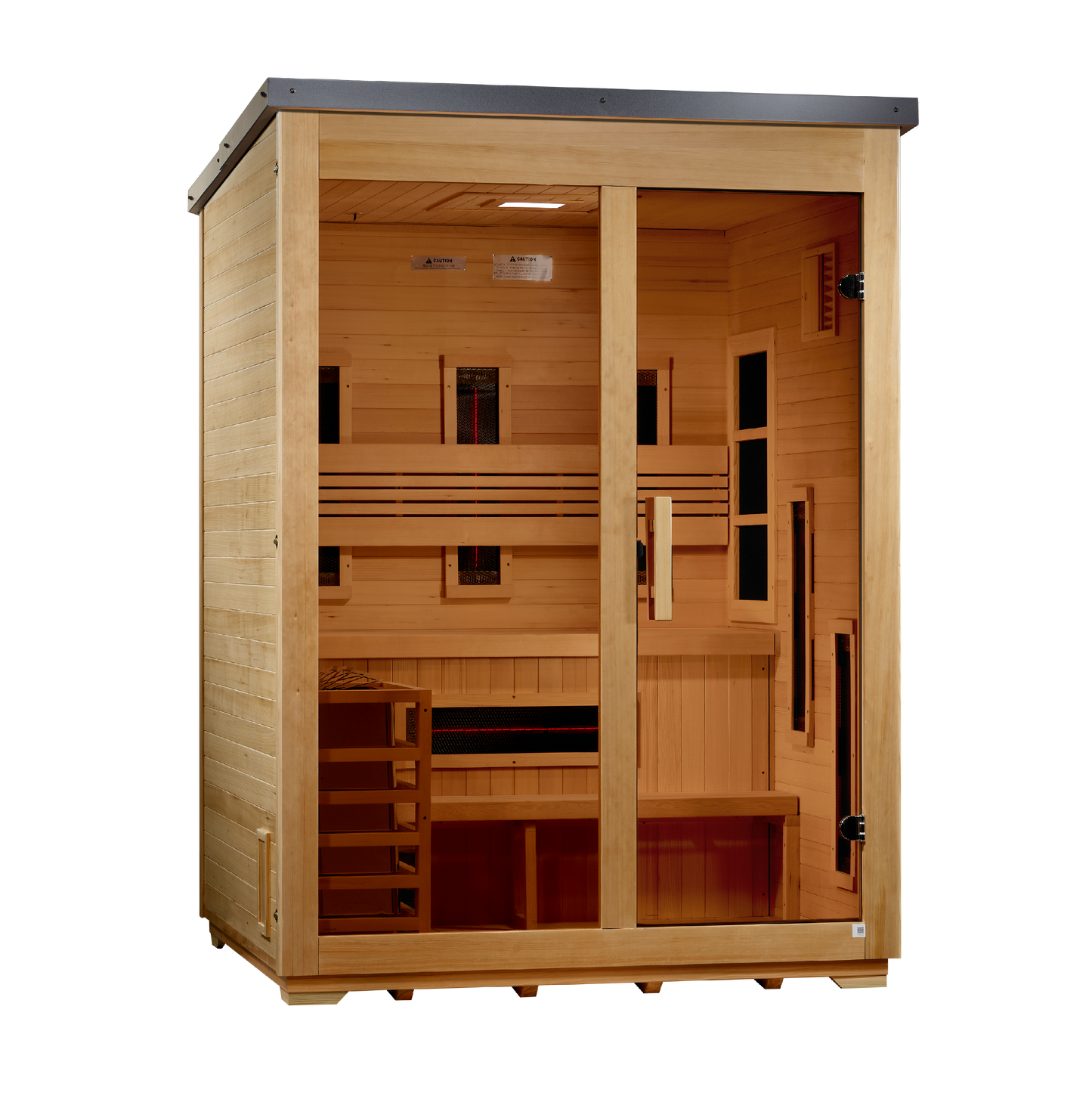 ***New 2026 Model*** Golden Designs "Carinthia" 3 Person Hybrid (PureTech™ Full Spectrum IR or Traditional Stove) Flat Roof Outdoor Sauna (G
