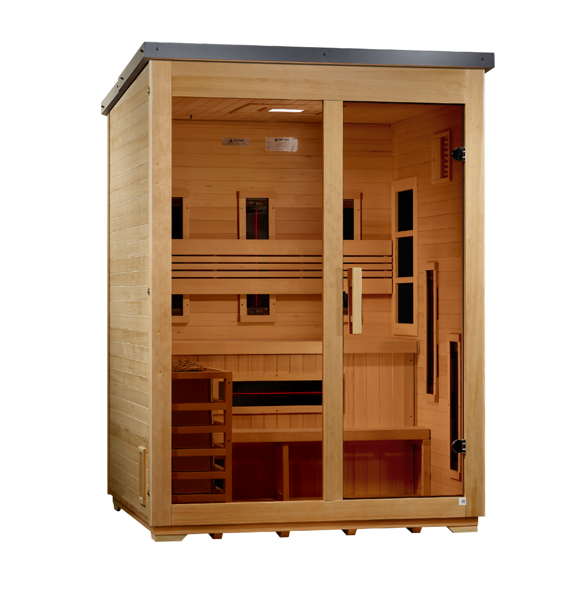 ***New 2026 Model*** Golden Designs "Carinthia" 3 Person Hybrid (PureTech™ Full Spectrum IR or Traditional Stove) Flat Roof Outdoor Sauna (G