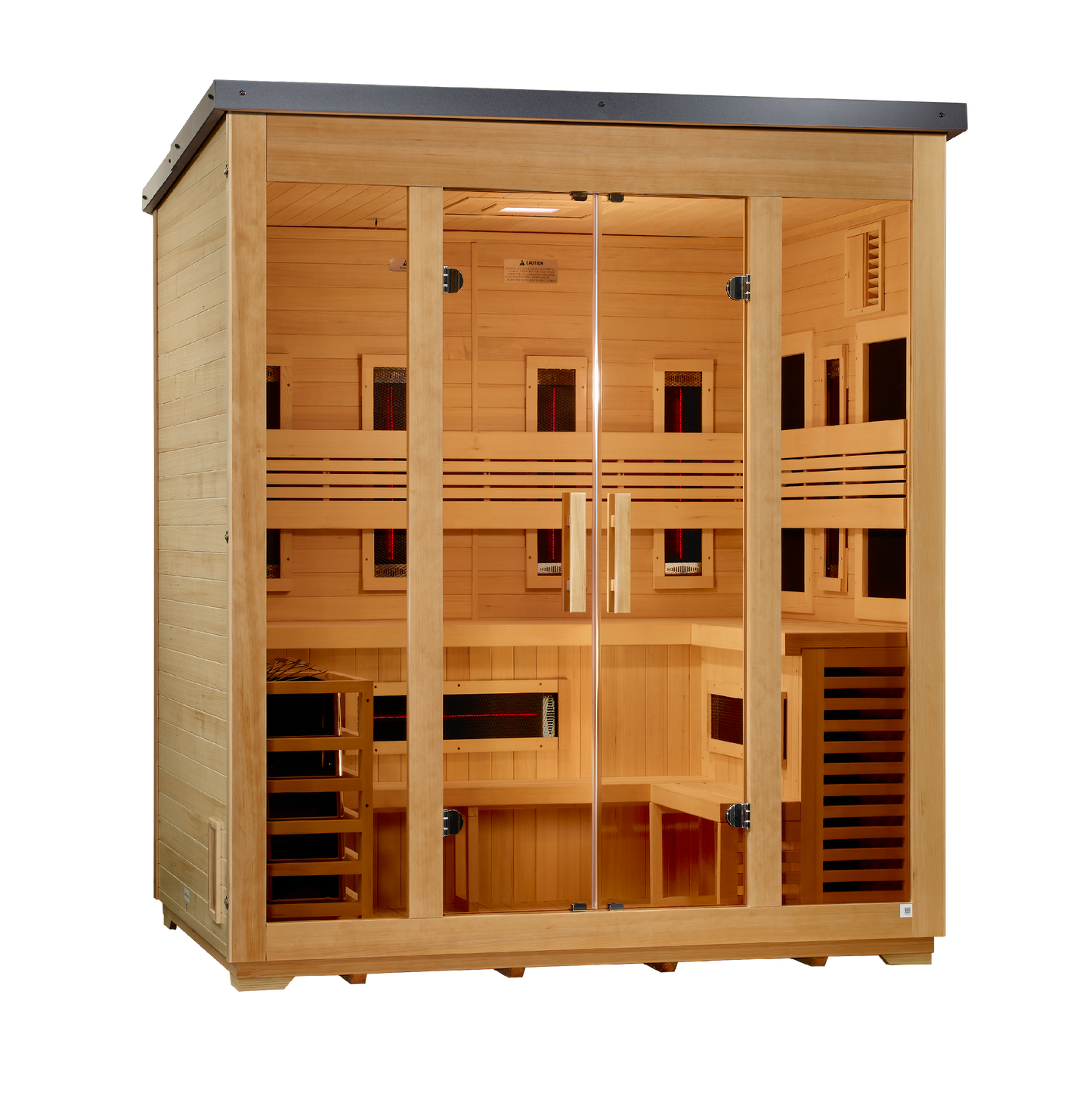 ***New 2026 Model*** Golden Designs "Gargellen" 5 Person Hybrid (PureTech™ Full Spectrum IR or Traditional Stove) Flat Roof Outdoor Sauna (G