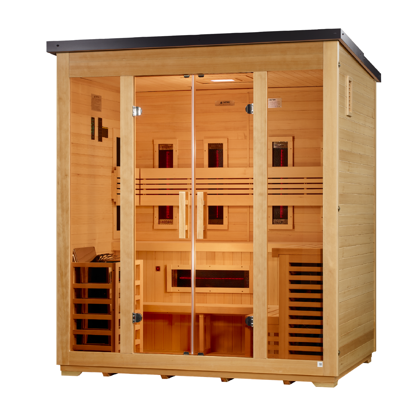 ***New 2026 Model*** Golden Designs "Gargellen" 5 Person Hybrid (PureTech™ Full Spectrum IR or Traditional Stove) Flat Roof Outdoor Sauna (G