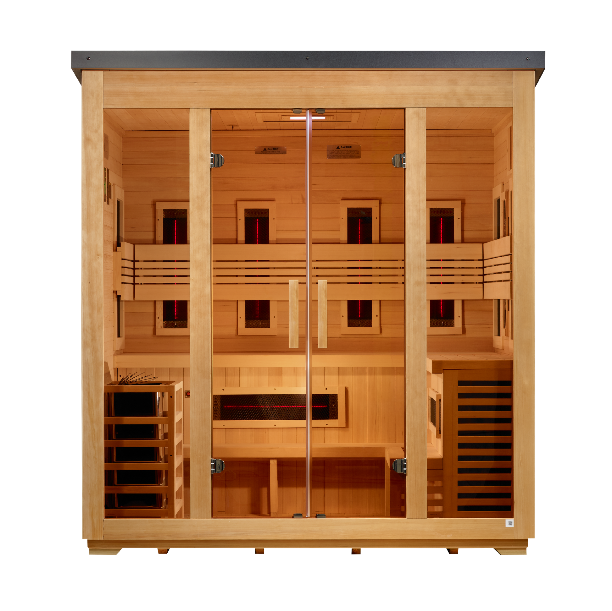 ***New 2026 Model*** Golden Designs "Gargellen" 5 Person Hybrid (PureTech™ Full Spectrum IR or Traditional Stove) Flat Roof Outdoor Sauna (G