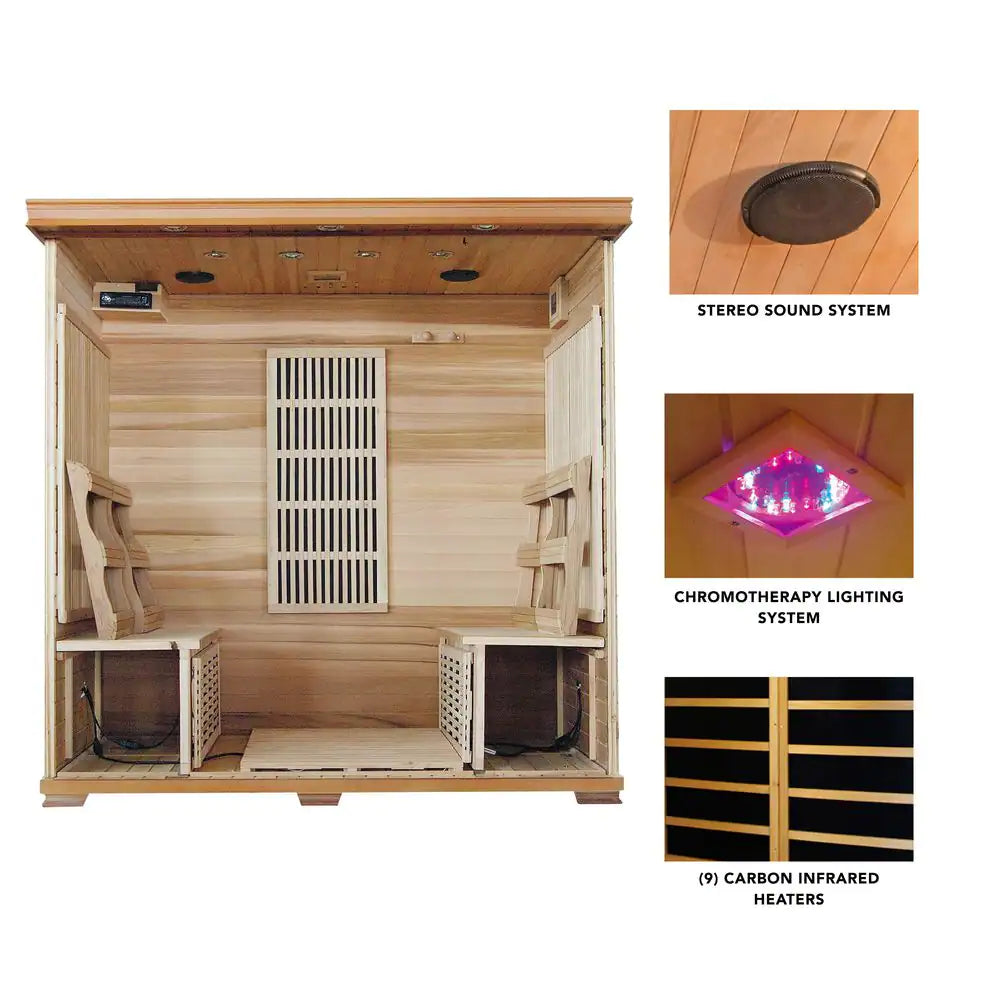 4-Person Cedar Infrared Sauna with 9 Carbon Heaters