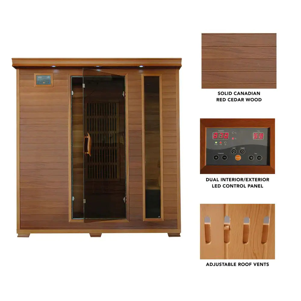 4-Person Cedar Infrared Sauna with 9 Carbon Heaters